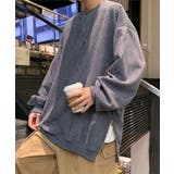 新作ユニセックス ワッフル生地ビッグシルエットスウェット トレーナー | aimoha men | 詳細画像8 