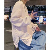 新作ユニセックス ワッフル生地ビッグシルエットスウェット トレーナー | aimoha men | 詳細画像9 