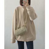 ベージュ | ユニセックスキャラクター刺繍ボアジャケット【AW】 | aimoha
