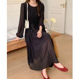 ブラック | シフォンプリーツワンピース | aimoha 