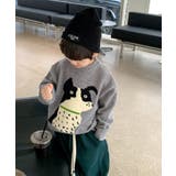 韓国子供服 フロントカートゥーンキャラニット風スウェット | aimoha kids | 詳細画像16