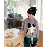 グレー | 韓国子供服 フロントカートゥーンキャラニット風スウェット | aimoha kids