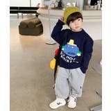 韓国子供服 フロントカートゥーンキャラニット風スウェット | aimoha kids | 詳細画像27