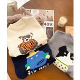 韓国子供服 フロントカートゥーンキャラニット風スウェット | aimoha kids | 詳細画像2