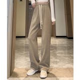 ベージュ(M,L,XL) | リブニットワイドパンツ ロング丈 春夏秋冬 | aimoha