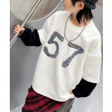 ホワイト | 【Aimoha KIDS】ナンバープリントレイヤード風キッズスウェット | aimoha kids