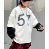 【Aimoha KIDS】ナンバープリントレイヤード風キッズスウェット | aimoha kids | 詳細画像1