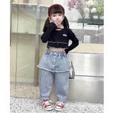 【aimoha KIDS】フェイクレイヤードデザインデニムパンツ | aimoha kids | 詳細画像1