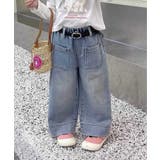 【aimoha KIDS】パッチポケット付きワイドデニムパンツ | aimoha kids | 詳細画像3