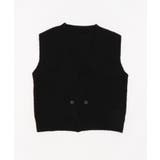 ブラック | Vネックニットジャカードベスト 韓国ファッション ツイードジャケット | aimoha
