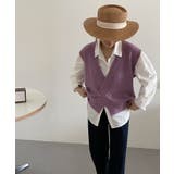 Vネックニットジャカードベスト 韓国ファッション ツイードジャケット | aimoha | 詳細画像1