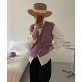 Vネックニットジャカードベスト 韓国ファッション ツイードジャケット | aimoha | 詳細画像2