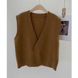 Vネックニットジャカードベスト 韓国ファッション ツイードジャケット | aimoha | 詳細画像10