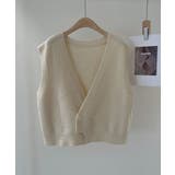 Vネックニットジャカードベスト 韓国ファッション ツイードジャケット | aimoha | 詳細画像11