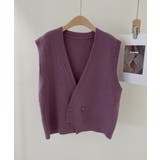 Vネックニットジャカードベスト 韓国ファッション ツイードジャケット | aimoha | 詳細画像12