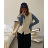 Vネックニットジャカードベスト 韓国ファッション ツイードジャケット | aimoha | 詳細画像13