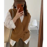 Vネックニットジャカードベスト 韓国ファッション ツイードジャケット | aimoha | 詳細画像15