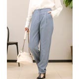 ブルー | aimohaoオリジナル ハイウエストタック入りストレッチパンツ | aimoha