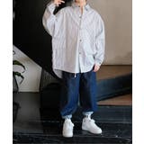【aimoha KIDS】キッズフラップポケット付きストライプシャツ | aimoha kids | 詳細画像1
