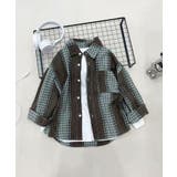 ブルー | 【aimoha KIDS】コントラストチェック柄シャツ | aimoha kids