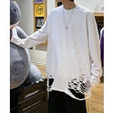 ホワイト | 【aimoha KIDS】ダメージ加工ロングスリーブTシャツ | aimoha kids