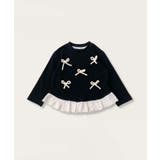 ブラック | 【aimoha-KIDS-】リボン付き裾フリルトップス | aimoha kids