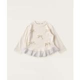 オフホワイト | 【aimoha-KIDS-】リボン付き裾フリルトップス | aimoha kids