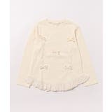 【aimoha-KIDS-】リボン付き裾フリルトップス | aimoha kids | 詳細画像1