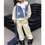 ベージュ | 【aimoha KIDS】デニムジャケットとスウェットのセットアップ | aimoha kids
