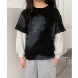 ブラック | 【aimoha KIDS】キッズレイヤードロゴトップス | aimoha kids