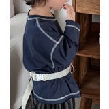 【aimoha-KIDS-】配色ステッチロングスリーブTシャツ | aimoha  | 詳細画像10 
