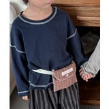 ネイビー | 【aimoha-KIDS-】配色ステッチロングスリーブTシャツ | aimoha 