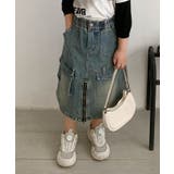 【Aimoha KIDS】フロントファスナースリットキッズデニムスカート | aimoha kids | 詳細画像3 