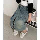 【Aimoha KIDS】フロントファスナースリットキッズデニムスカート | aimoha kids | 詳細画像1 