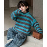 ブルー | 【aimoha-KIDS-】キッズ ボーダーニットプルオーバー | aimoha kids