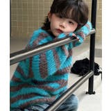 【aimoha-KIDS-】キッズ ボーダーニットプルオーバー | aimoha kids | 詳細画像9 