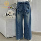 【aimoha-KIDS-】キッズ デニムリボンワイドパンツ | aimoha kids | 詳細画像1 