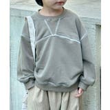カーキ | 【aimoha-KIDS-】配色ステッチスウェット | aimoha kids