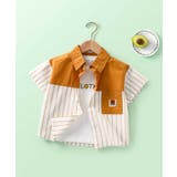 ブラウン | 【Aimoha KIDS】ストライプ切り替えデザインキッズシャツ | aimoha kids
