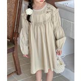 ベージュ | 【aimoha KIDS】ふんわりフリル袖ワンピース | aimoha kids