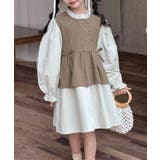 カーキ | 【aimoha KIDS】配色フレアワンピース | aimoha kids