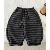 ダークグレー | 【aimoha-KIDS-】キッズ 裏起毛ボーダースウェットリラックスパンツ | aimoha kids