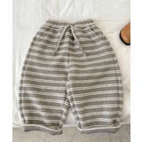 ライトグレー | 【aimoha-KIDS-】キッズ 裏起毛ボーダースウェットリラックスパンツ | aimoha kids