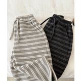 【aimoha-KIDS-】キッズ 裏起毛ボーダースウェットリラックスパンツ | aimoha kids | 詳細画像2 