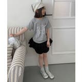 グレー | 【aimoha-KIDS-】リボンスケッチ デザインTシャツ | aimoha kids