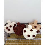 【aimoha-KIDS-】ボンボン付きニット編みハンドバッグ【AW】 | aimoha kids | 詳細画像1