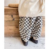 ブラック | aimoha KIDS 配色チェック柄裾絞りパンツ | aimoha kids