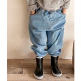 ブルー | aimoha KIDS ウォッシュデニム裾リブ絞りパンツ | aimoha kids