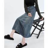 ブルー | 【BANICO】バックスリットデニムスカート | aimoha