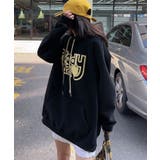 ブラック | ビッグプリント裏起毛プルオーバーパーカー【AW】 | aimoha